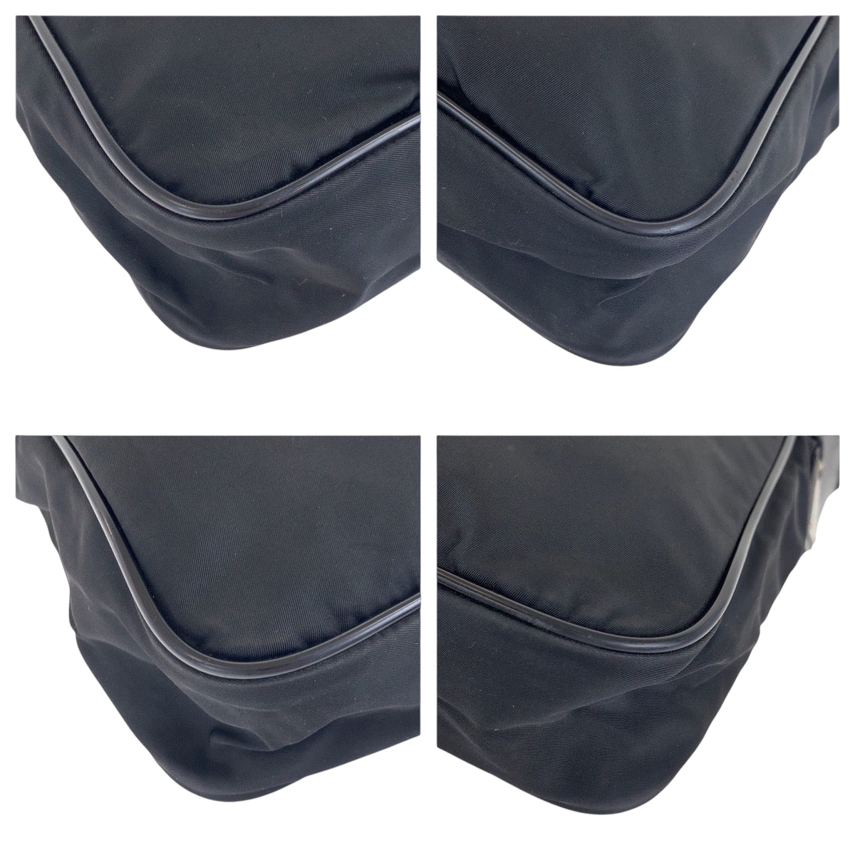 PRADA Shoulder Bag Nylon Black SilverMetal Shoulder Bag pochette Test Triangle With logo Women Used Authentic