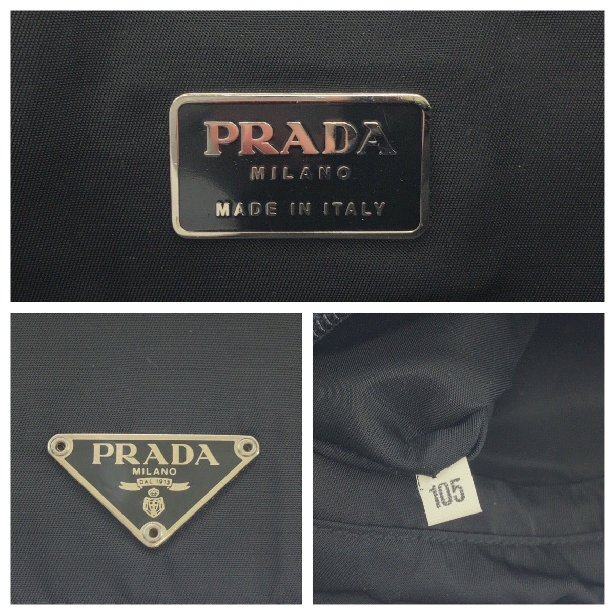 PRADA Shoulder Bag Nylon Black SilverMetal Shoulder Bag Sling bag Test Triangle With logo Women Used Authentic