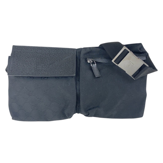 GUCCI Sling bag 28566 GG canvas Black SilverMetal