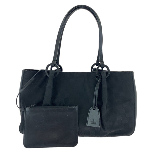GUCCI Tote Bag 94898 GG canvas, leather Black black Tote Bag Shoulder Bag Women Used Authentic