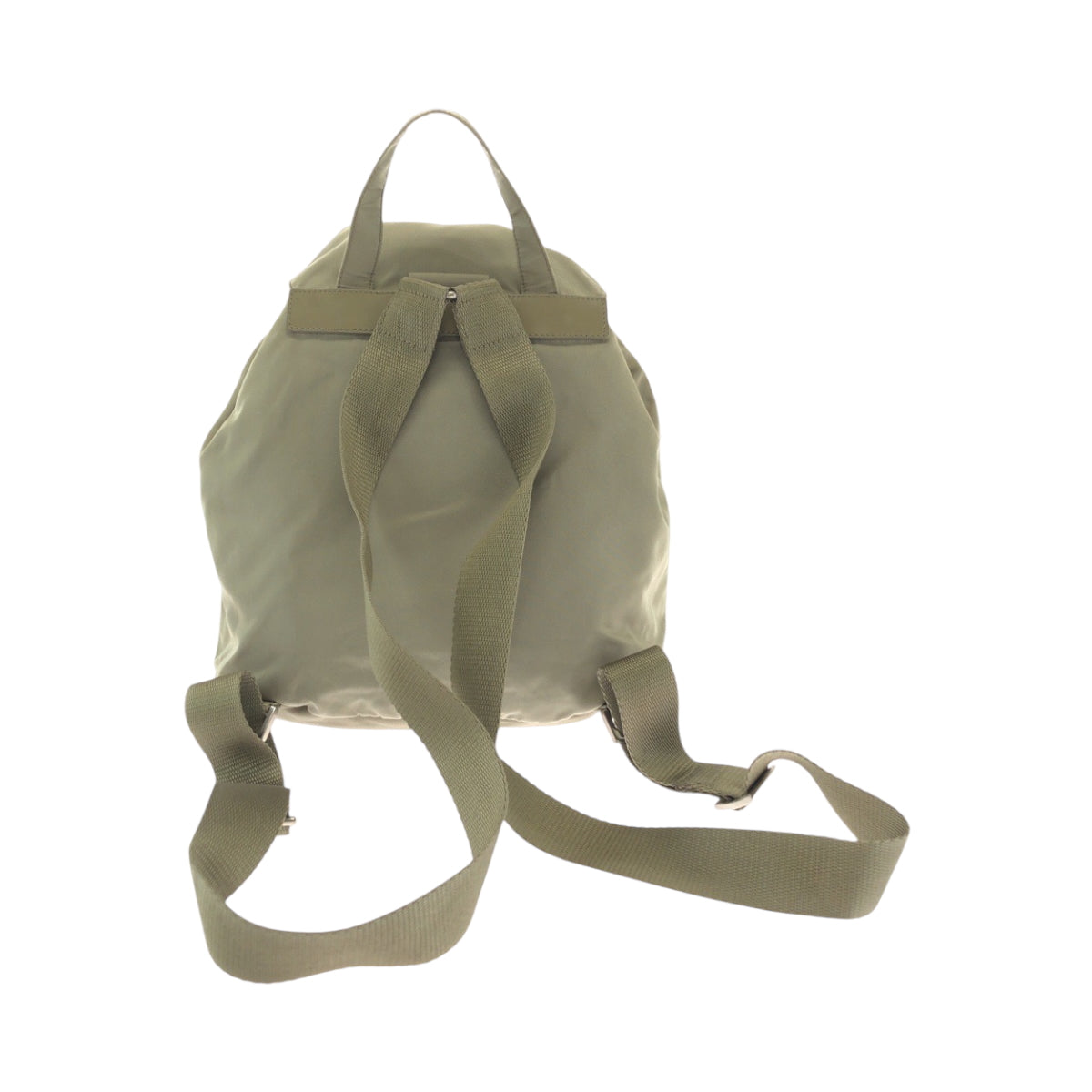 PRADA Backpack Nylon Greige SilverMetal Backpack Backpack Test Triangle With logo Women Used Authentic