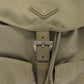 PRADA Backpack Nylon Greige SilverMetal Backpack Backpack Test Triangle With logo Women Used Authentic