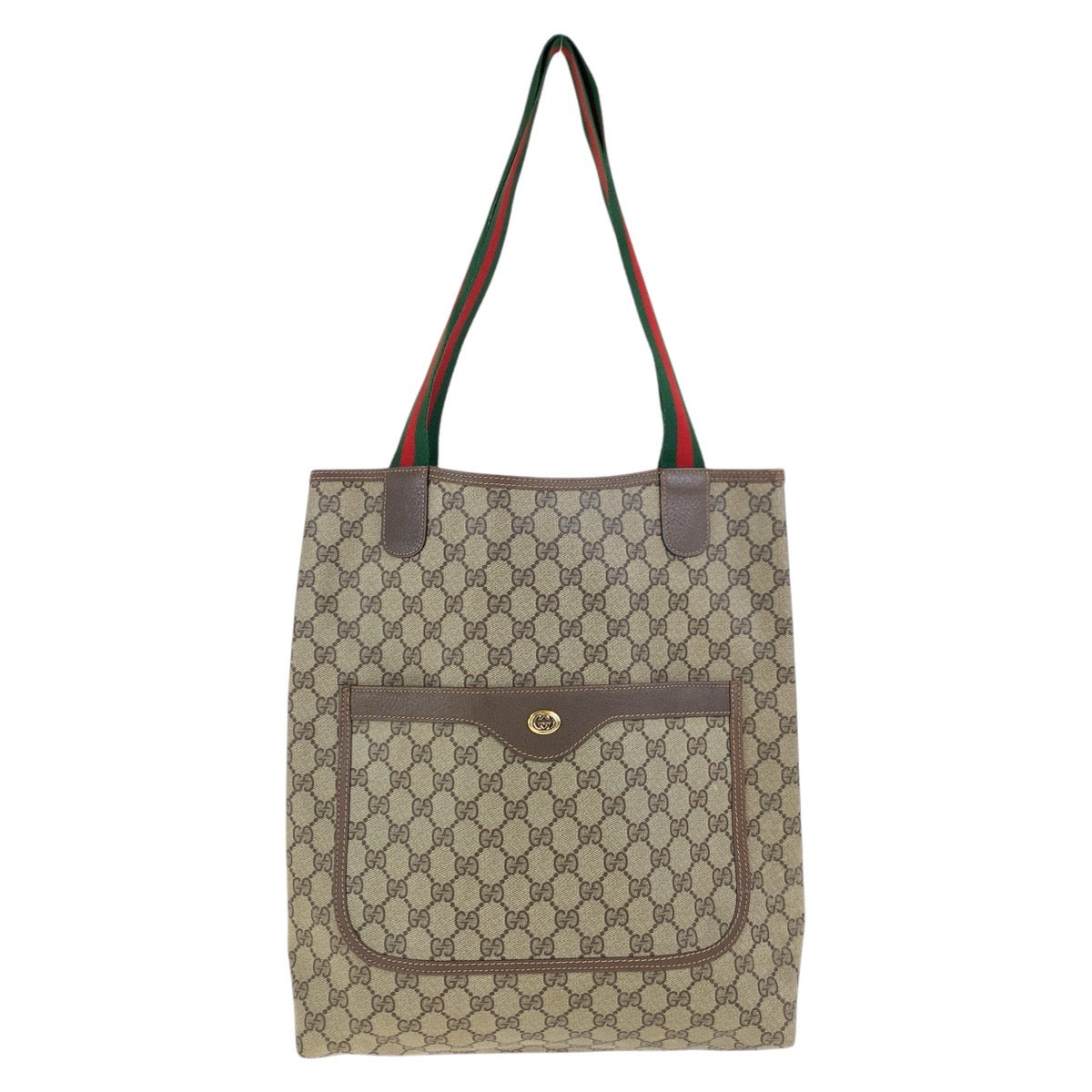 GUCCI Tote Bag 39 02 003 GG Supreme canvas, leather Brown Tote Bag Shoulder Bag Old Gucci Shelly Line Women Used Authentic