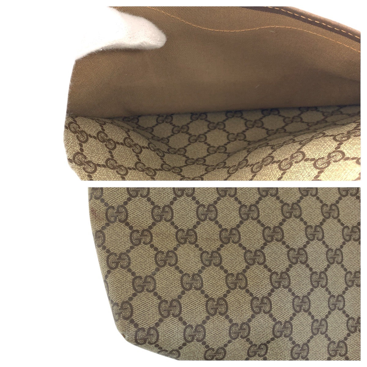 GUCCI Tote Bag 39 02 003 GG Supreme canvas, leather Brown Tote Bag Shoulder Bag Old Gucci Shelly Line Women Used Authentic