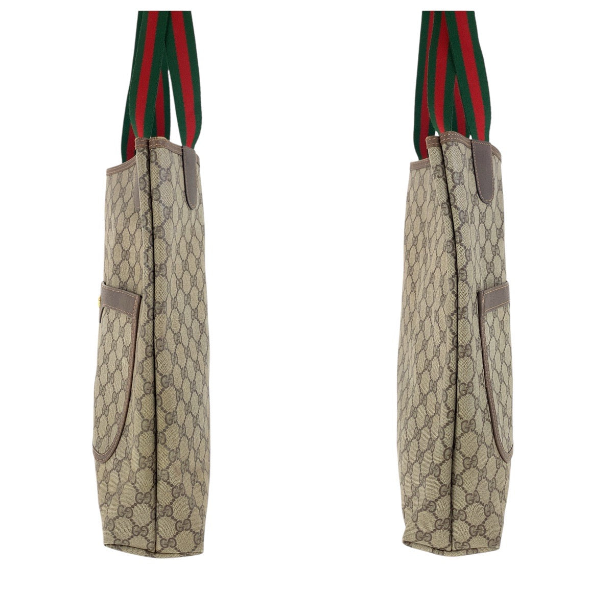GUCCI Tote Bag 39 02 003 GG Supreme canvas, leather Brown Tote Bag Shoulder Bag Old Gucci Shelly Line Women Used Authentic