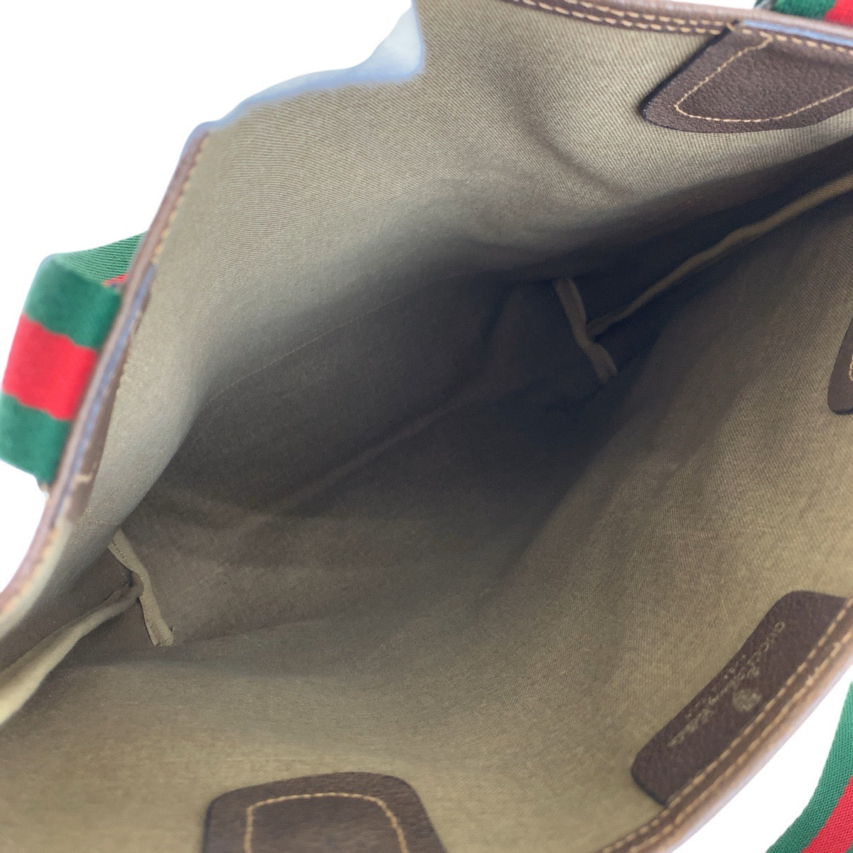 GUCCI Tote Bag 39 02 003 GG Supreme canvas, leather Brown Tote Bag Shoulder Bag Old Gucci Shelly Line Women Used Authentic