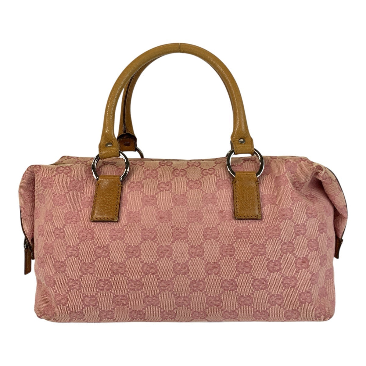 GUCCI Handbag 113009 GG canvas, leather Pink Camel SilverMetal Women Used Authentic