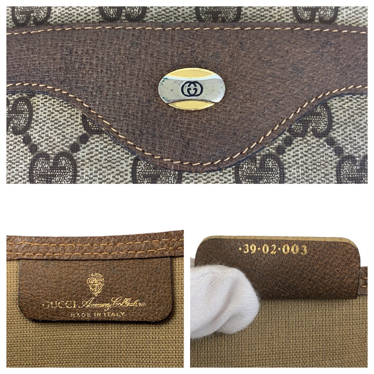 GUCCI Tote Bag 39 02 003 GG Supreme canvas, leather Beige brown Tote Bag Shoulder Bag Sherry Line Old Gucci Women Used Authentic