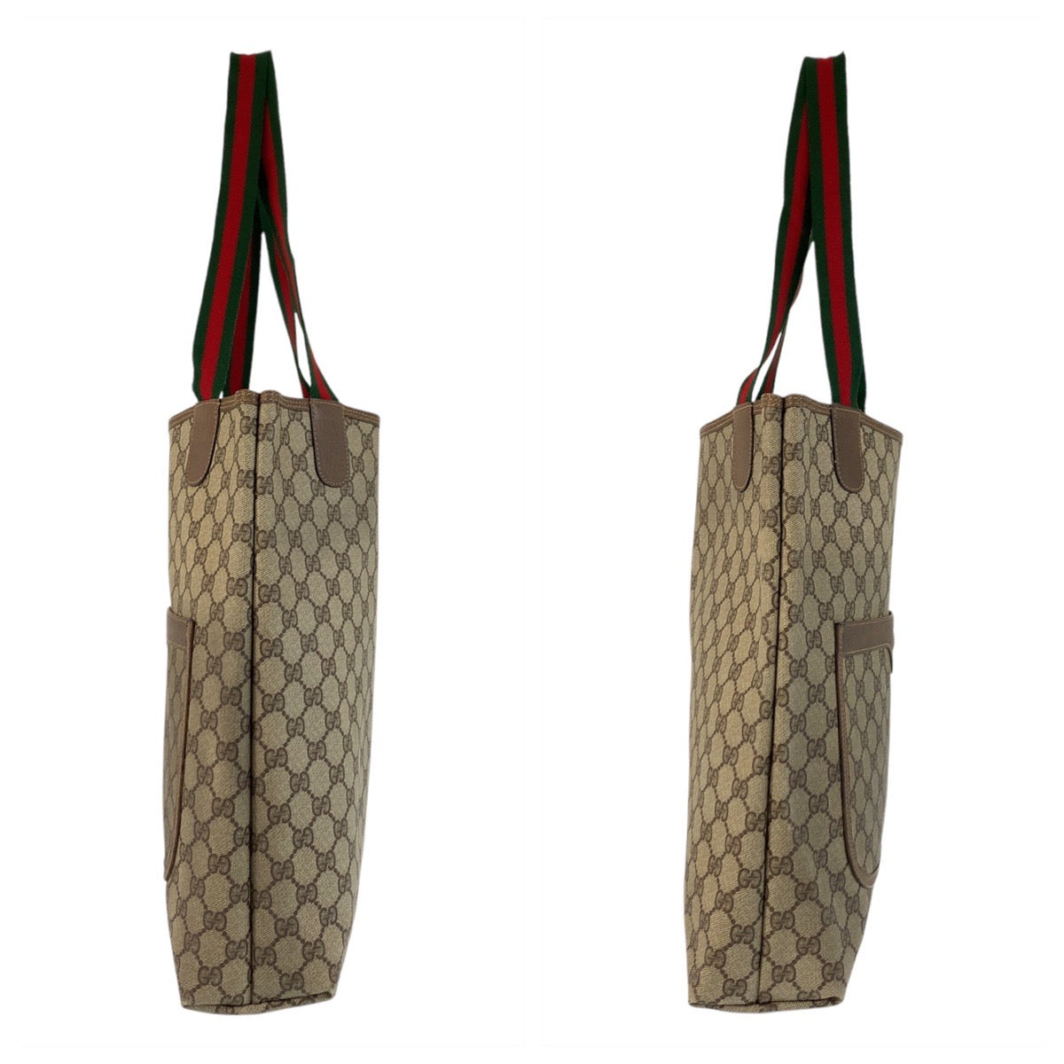 GUCCI Tote Bag 39 02 003 GG Supreme canvas, leather Beige brown Tote Bag Shoulder Bag Sherry Line Old Gucci Women Used Authentic