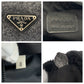 PRADA Pouch wool Grey SilverMetal Triangle With logo Women Used Authentic