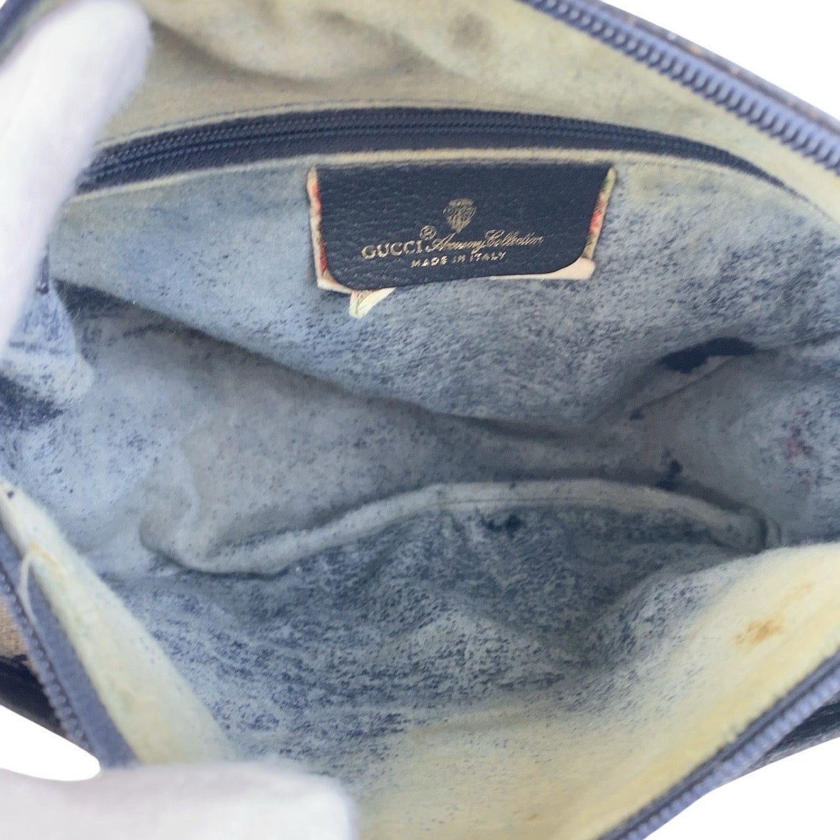 GUCCI Shoulder Bag 89 02 032 GG Supreme canvas, leather Navy Gold Metal Crossbody Shoulder Bag Old Gucci Shelly Line Women Used Authentic