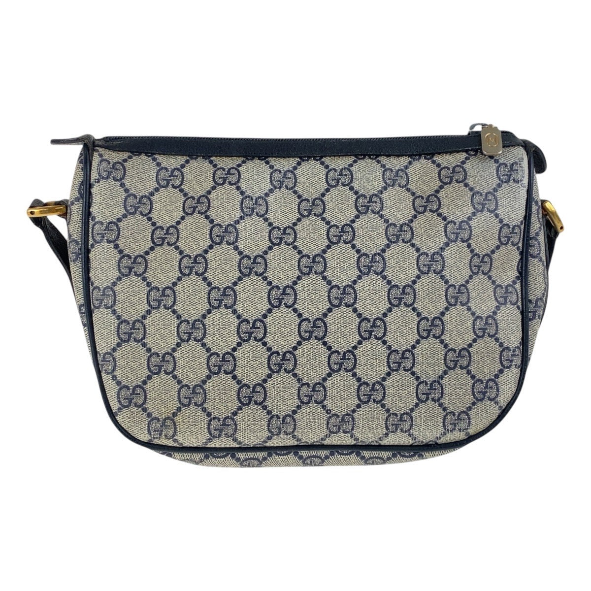 GUCCI Shoulder Bag 89 02 032 GG Supreme canvas, leather Navy Gold Metal Crossbody Shoulder Bag Old Gucci Shelly Line Women Used Authentic