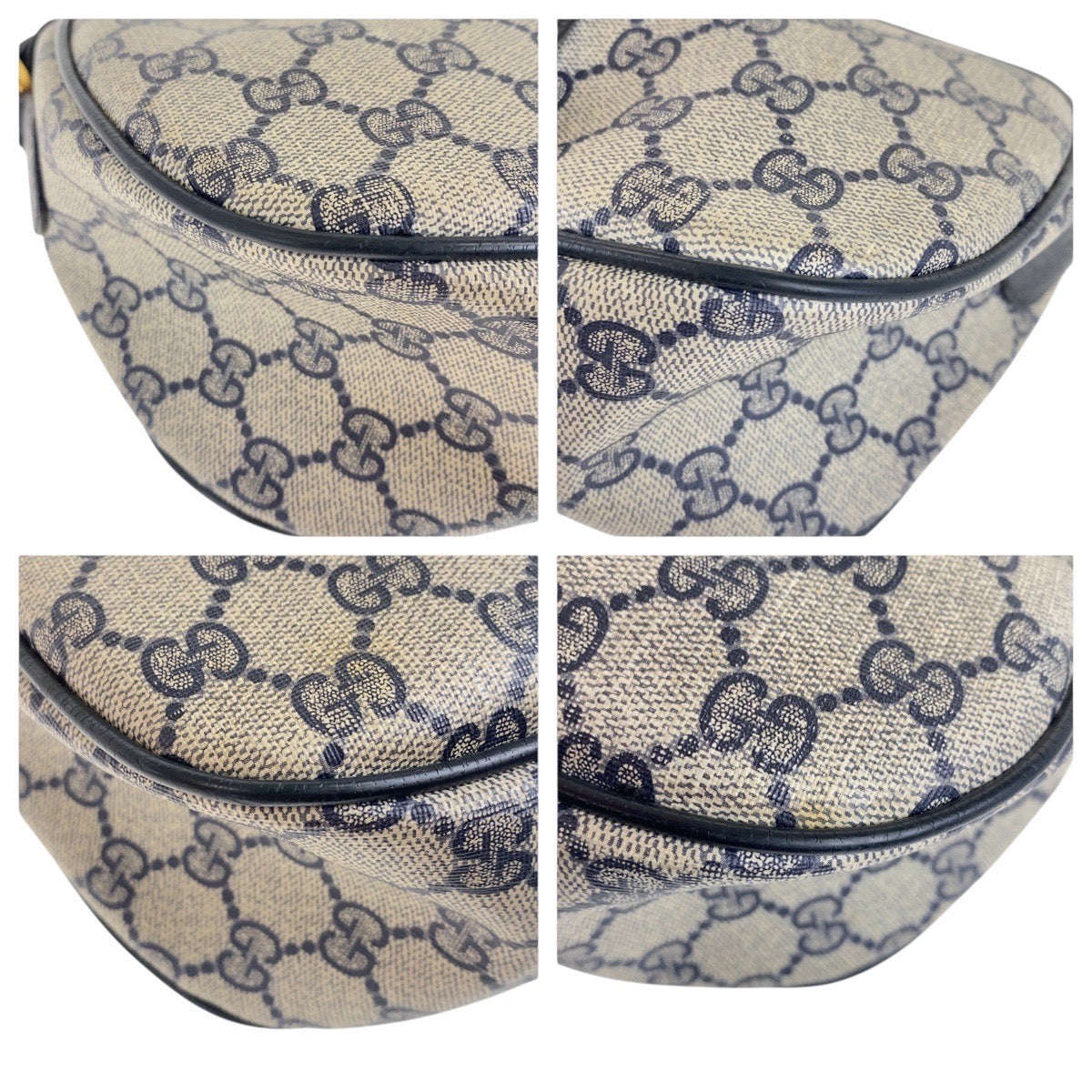 GUCCI Shoulder Bag 89 02 032 GG Supreme canvas, leather Navy Gold Metal Crossbody Shoulder Bag Old Gucci Shelly Line Women Used Authentic