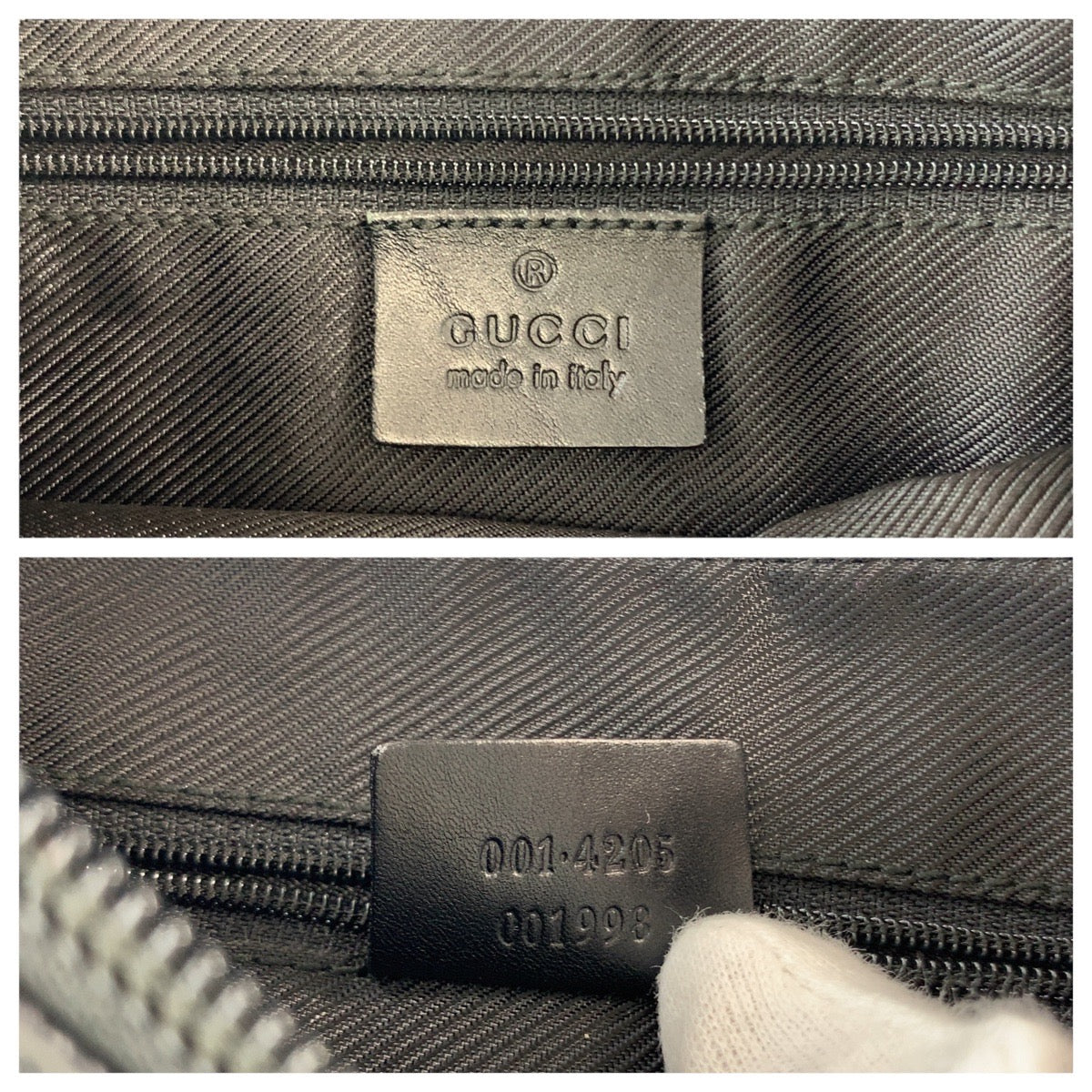 GUCCI Shoulder Bag 001 4205 GG canvas, leather Black SilverMetal Women Used Authentic