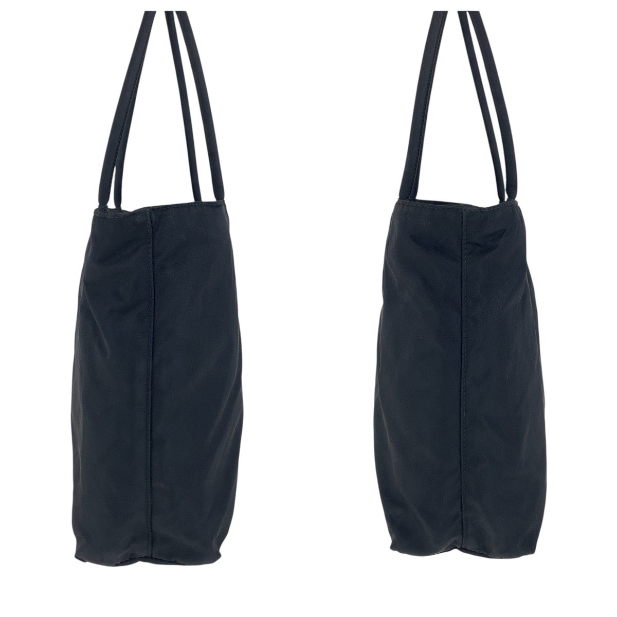 PRADA Tote Bag Nylon Black SilverMetal Tote Bag handbag Test Triangle With logo Women Used Authentic