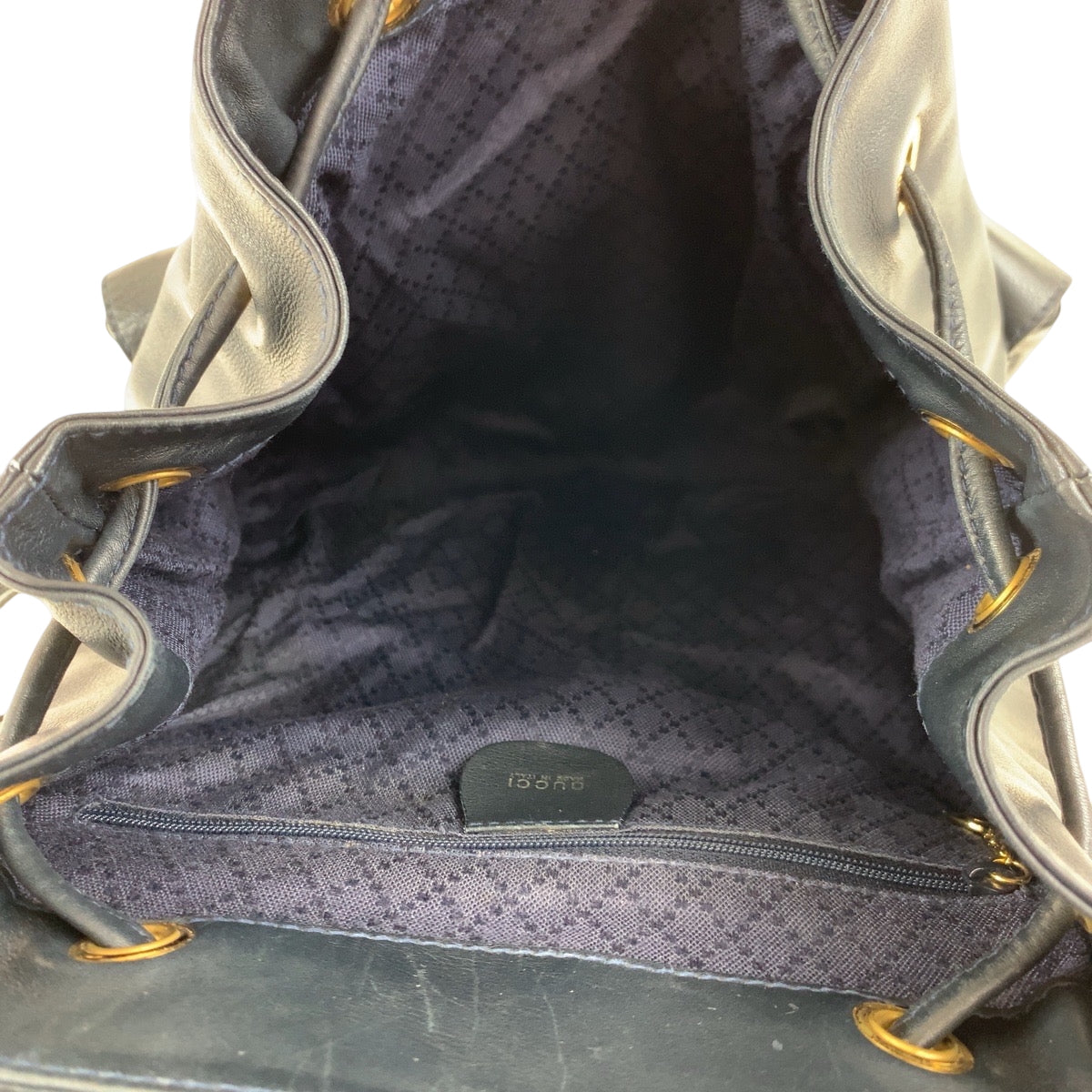 GUCCI Backpack 003 2058 0016 leather Black Brown Gold Metal Backpack Backpack Bamboo Women Used Authentic