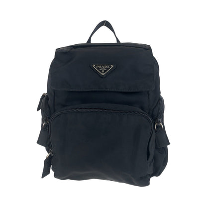 PRADA Backpack Nylon Black SilverMetal Backpacks & Daypacks Backpacks Test Triangle With logo Women Used Authentic