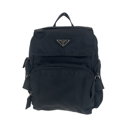 PRADA Backpack Nylon Black SilverMetal Backpacks & Daypacks Backpacks Test Triangle With logo Women Used Authentic