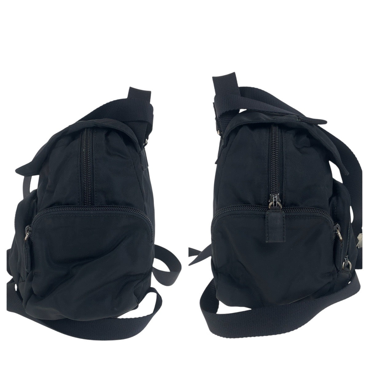 PRADA Backpack Nylon Black SilverMetal Backpacks & Daypacks Backpacks Test Triangle With logo Women Used Authentic