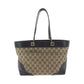 GUCCI Tote Bag 145993 GG canvas Beige Brown Gold Metal Tote Bag Shoulder Bag Women Used Authentic
