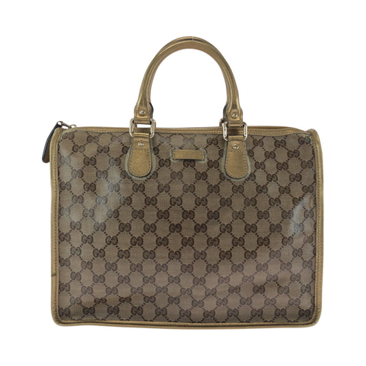 GUCCI Tote Bag 190259 PVC Brown Gold Gold Metal Tote Bag handbag GG crystal Women Used Authentic