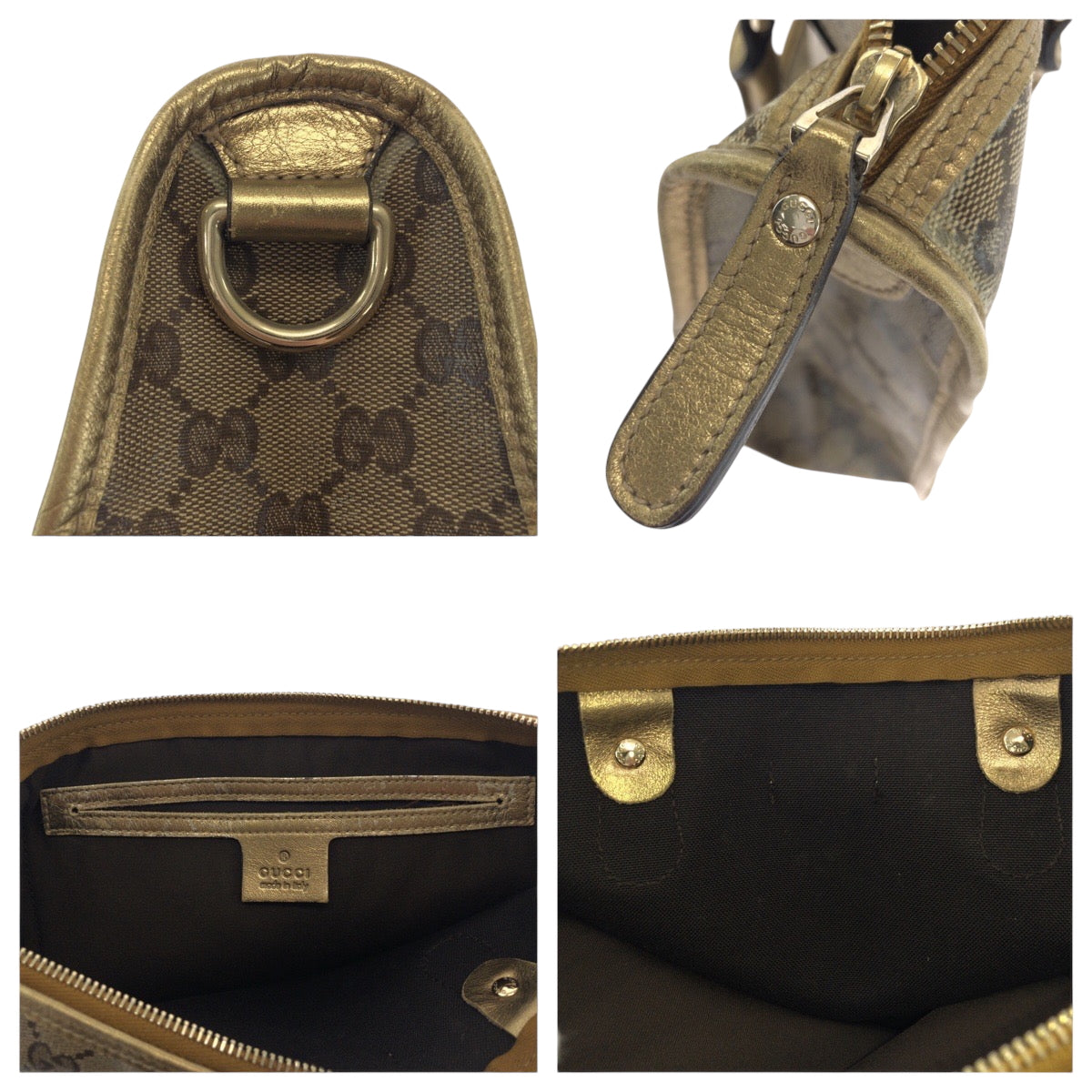 GUCCI Tote Bag 190259 PVC Brown Gold Gold Metal Tote Bag handbag GG crystal Women Used Authentic