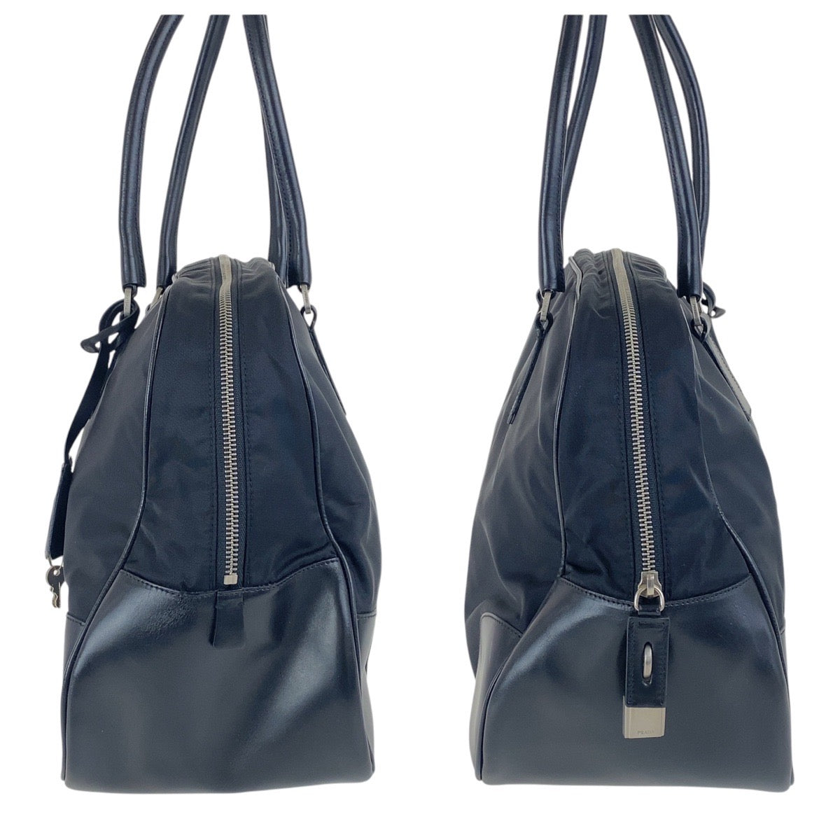 PRADA Shoulder Bag Nylon Black SilverMetal Test Triangle With logo