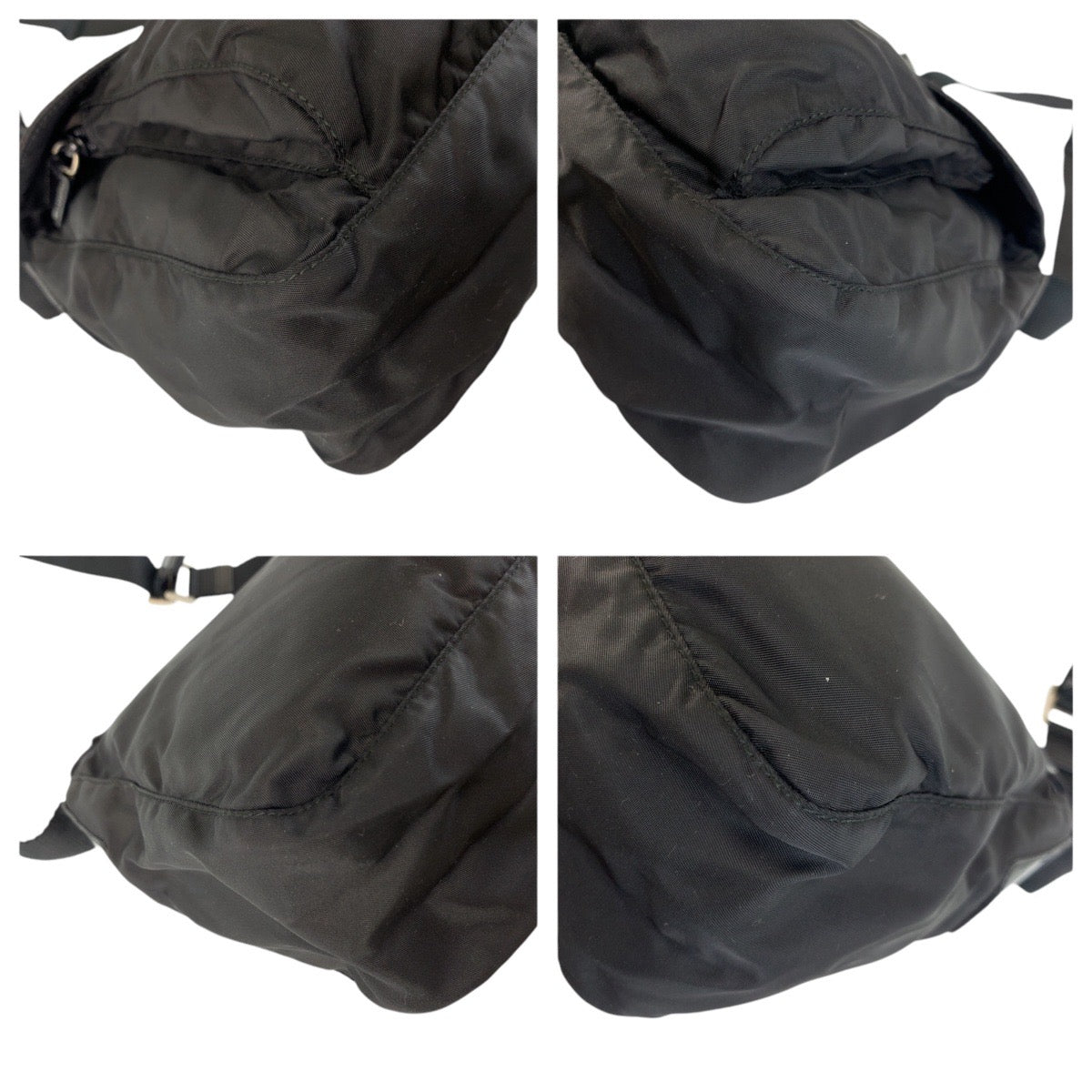 PRADA Shoulder Bag Nylon, Leather Black SilverMetal Shoulder Bag pochette Test Triangle With logo Women Used Authentic