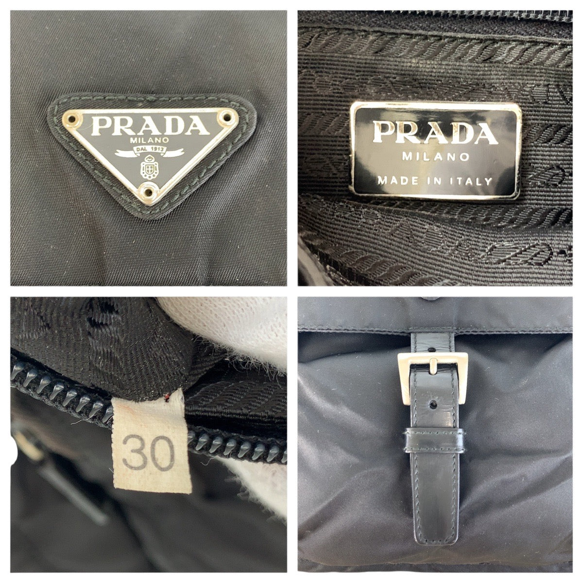 PRADA Shoulder Bag Nylon, Leather Black SilverMetal Shoulder Bag pochette Test Triangle With logo Women Used Authentic