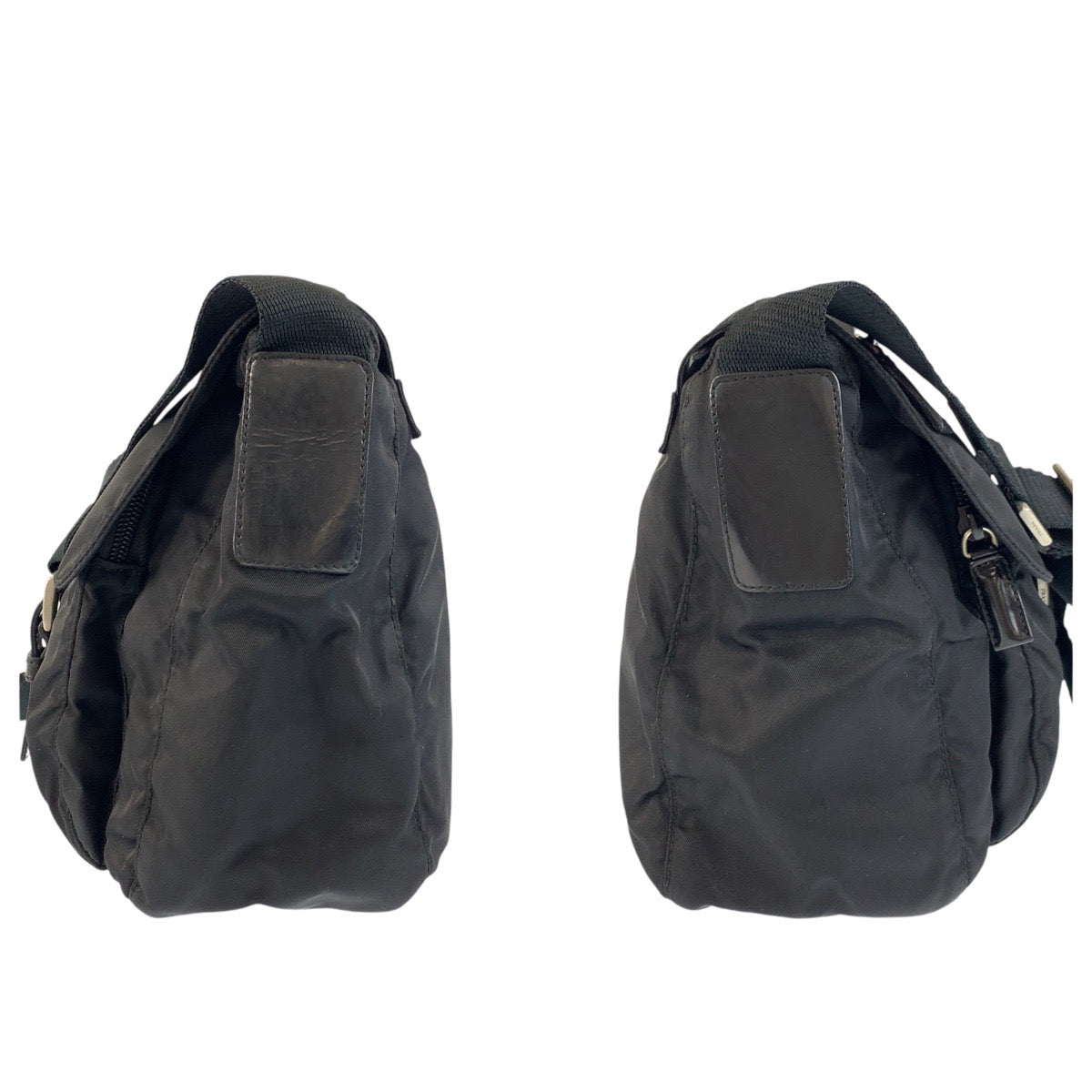 PRADA Shoulder Bag Nylon, Leather Black SilverMetal Shoulder Bag pochette Test Triangle With logo Women Used Authentic