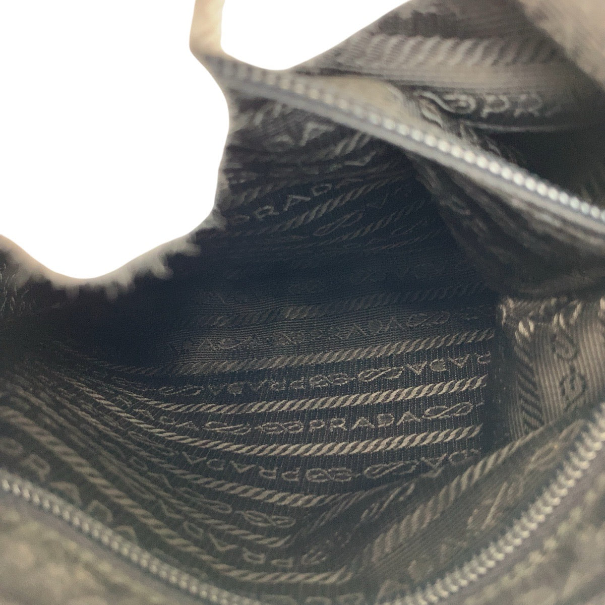 PRADA Shoulder Bag Nylon, Leather Black SilverMetal Shoulder Bag pochette Test Triangle With logo Women Used Authentic