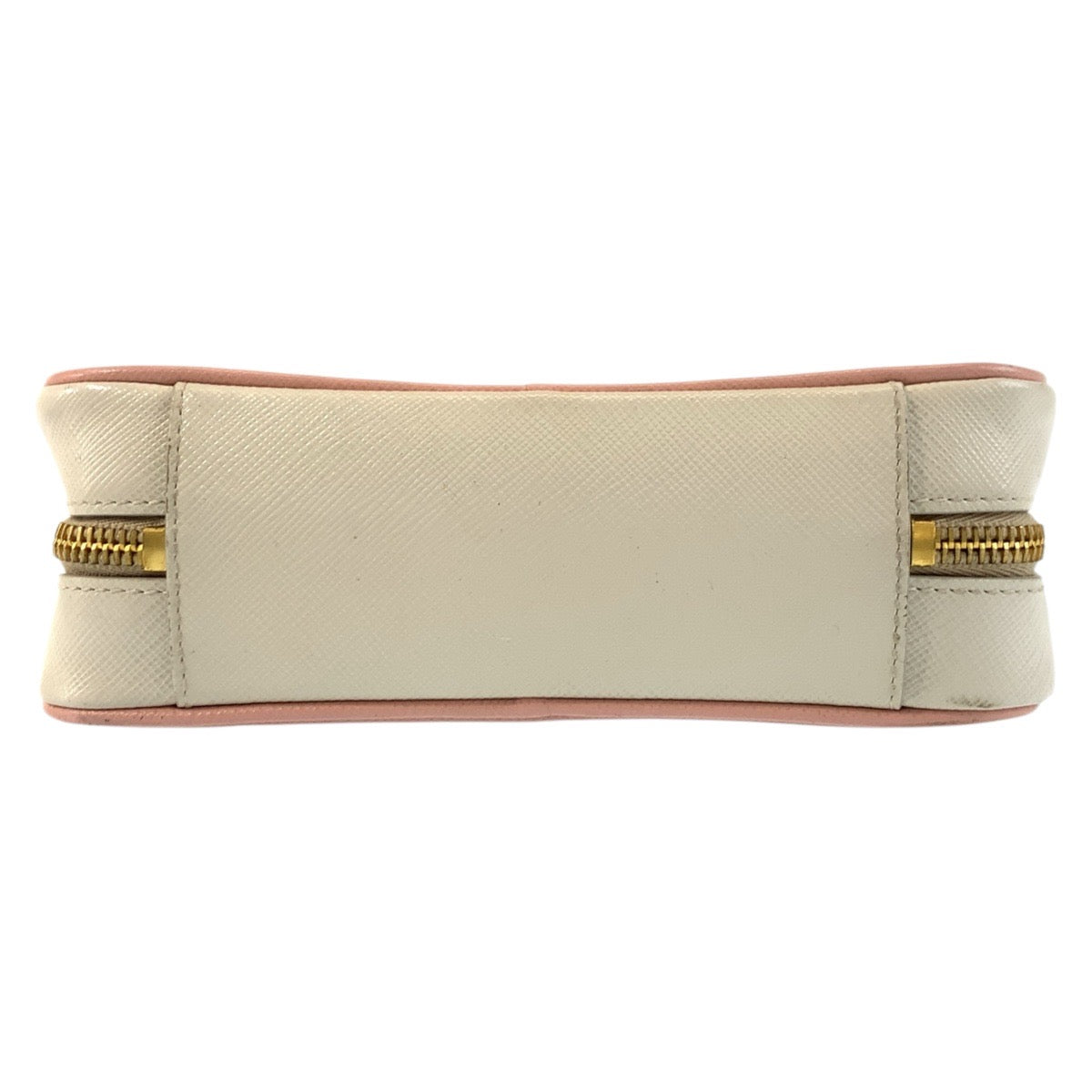 PRADA Shoulder Bag leather Pink Gold Metal Shoulder Bag pochette Safiano Women Used Authentic