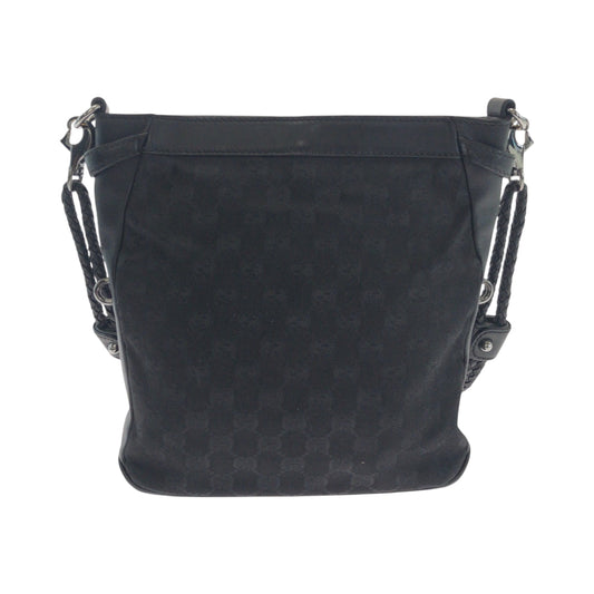 GUCCI Shoulder Bag 109106 GG canvas Black SilverMetal Shoulder Bag pochette Women Used Authentic