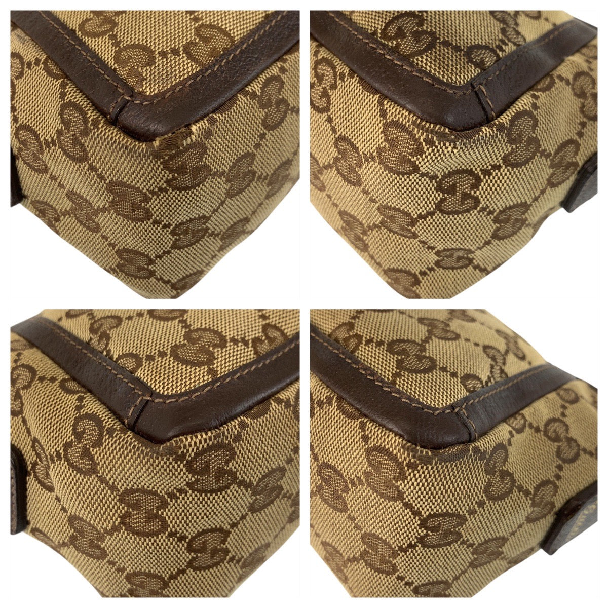 GUCCI Shoulder Bag 130939 GG canvas, leather Beige Brown Gold Metal Shoulder Bag accessory pouch Abbey Women Used Authentic