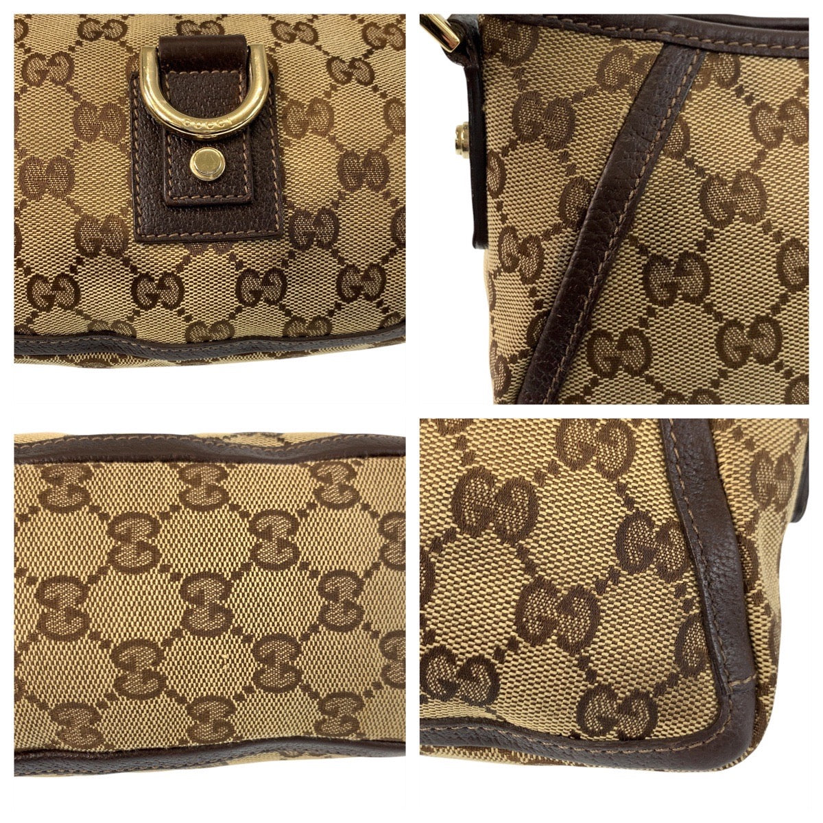 GUCCI Shoulder Bag 130939 GG canvas, leather Beige Brown Gold Metal Shoulder Bag accessory pouch Abbey Women Used Authentic
