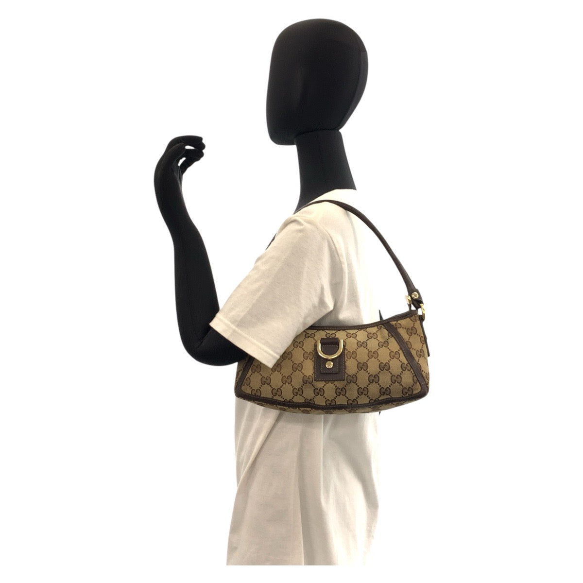 GUCCI Shoulder Bag 130939 GG canvas, leather Beige Brown Gold Metal Shoulder Bag accessory pouch Abbey Women Used Authentic