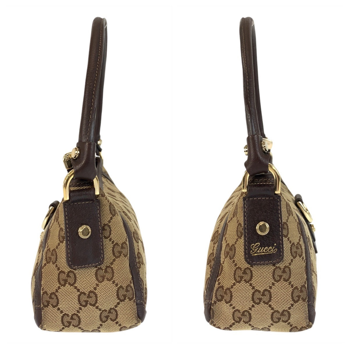 GUCCI Shoulder Bag 130939 GG canvas, leather Beige Brown Gold Metal Shoulder Bag accessory pouch Abbey Women Used Authentic