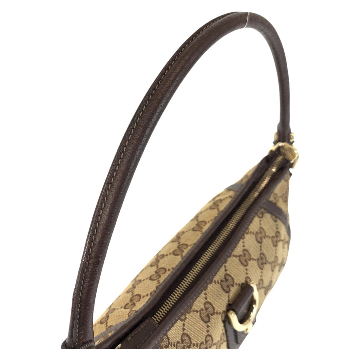 GUCCI Shoulder Bag 130939 GG canvas, leather Beige Brown Gold Metal Shoulder Bag accessory pouch Abbey Women Used Authentic