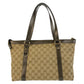 GUCCI Tote Bag 141470 GG canvas, leather Beige Khaki Brown Gold Metal Tote Bag Shoulder Bag Women Used Authentic