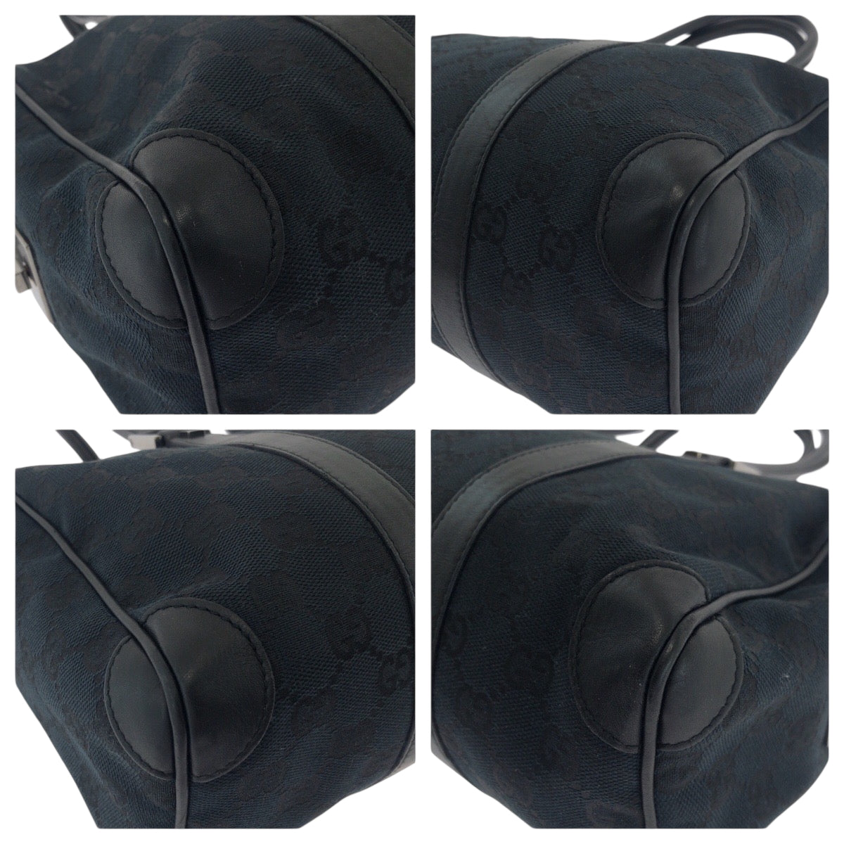GUCCI Handbag 000 0851 GG canvas Black SilverMetal Handbags Mini Boston Duffel bag Women Used Authentic