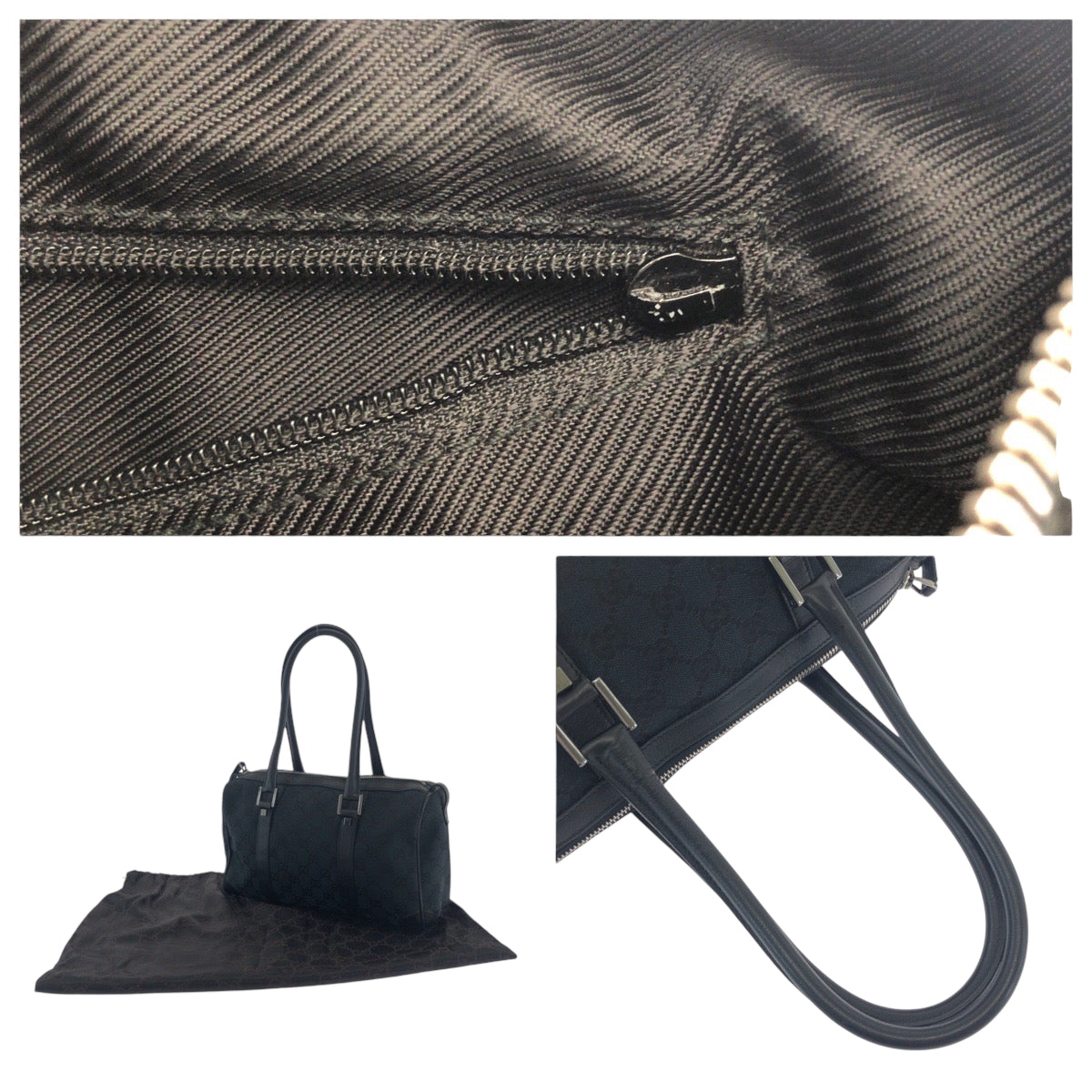 GUCCI Handbag 000 0851 GG canvas Black SilverMetal Handbags Mini Boston Duffel bag Women Used Authentic