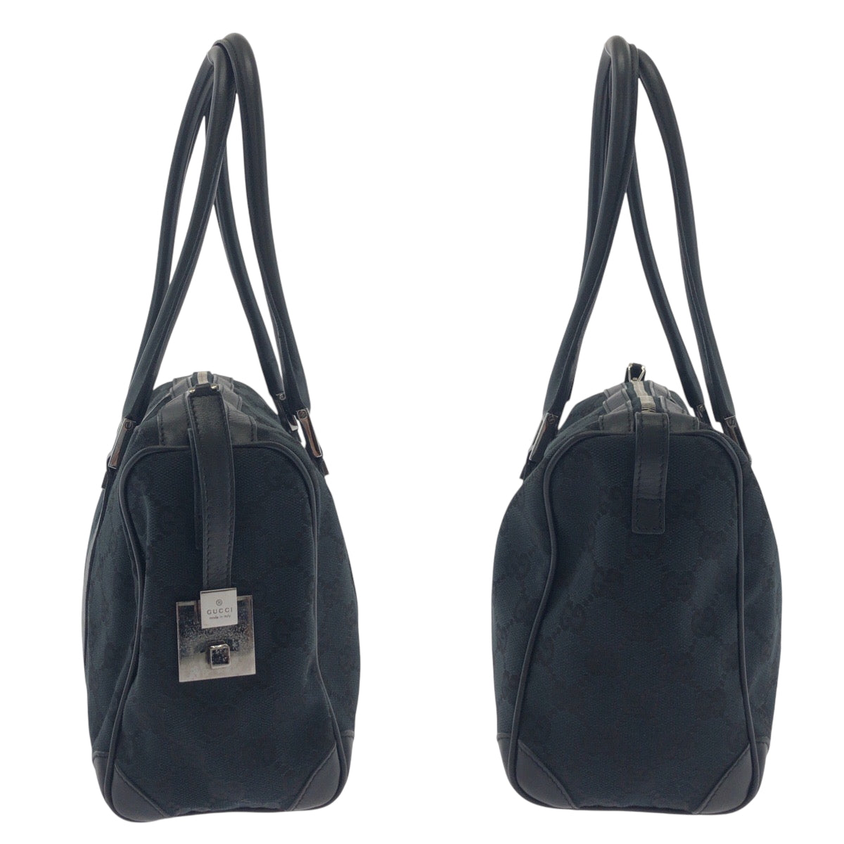 GUCCI Handbag 000 0851 GG canvas Black SilverMetal Handbags Mini Boston Duffel bag Women Used Authentic