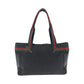 GUCCI Tote Bag 73983 denim Grey Red Green SilverMetal Tote Bag handbag Sherry line Women Used Authentic