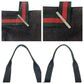 GUCCI Tote Bag 73983 denim Grey Red Green SilverMetal Tote Bag handbag Sherry line Women Used Authentic