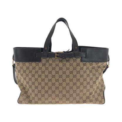 GUCCI Handbag 106258 GG canvas Brown Gold Metal Handbag Tote Bag Women Used Authentic