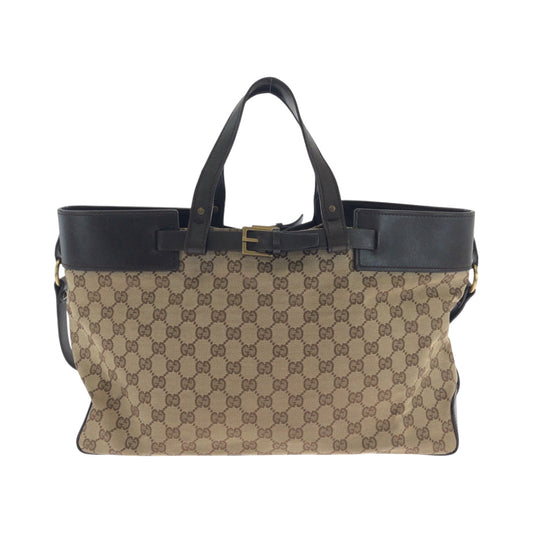 GUCCI Handbag 106258 GG canvas Brown Gold Metal Handbag Tote Bag Women Used Authentic