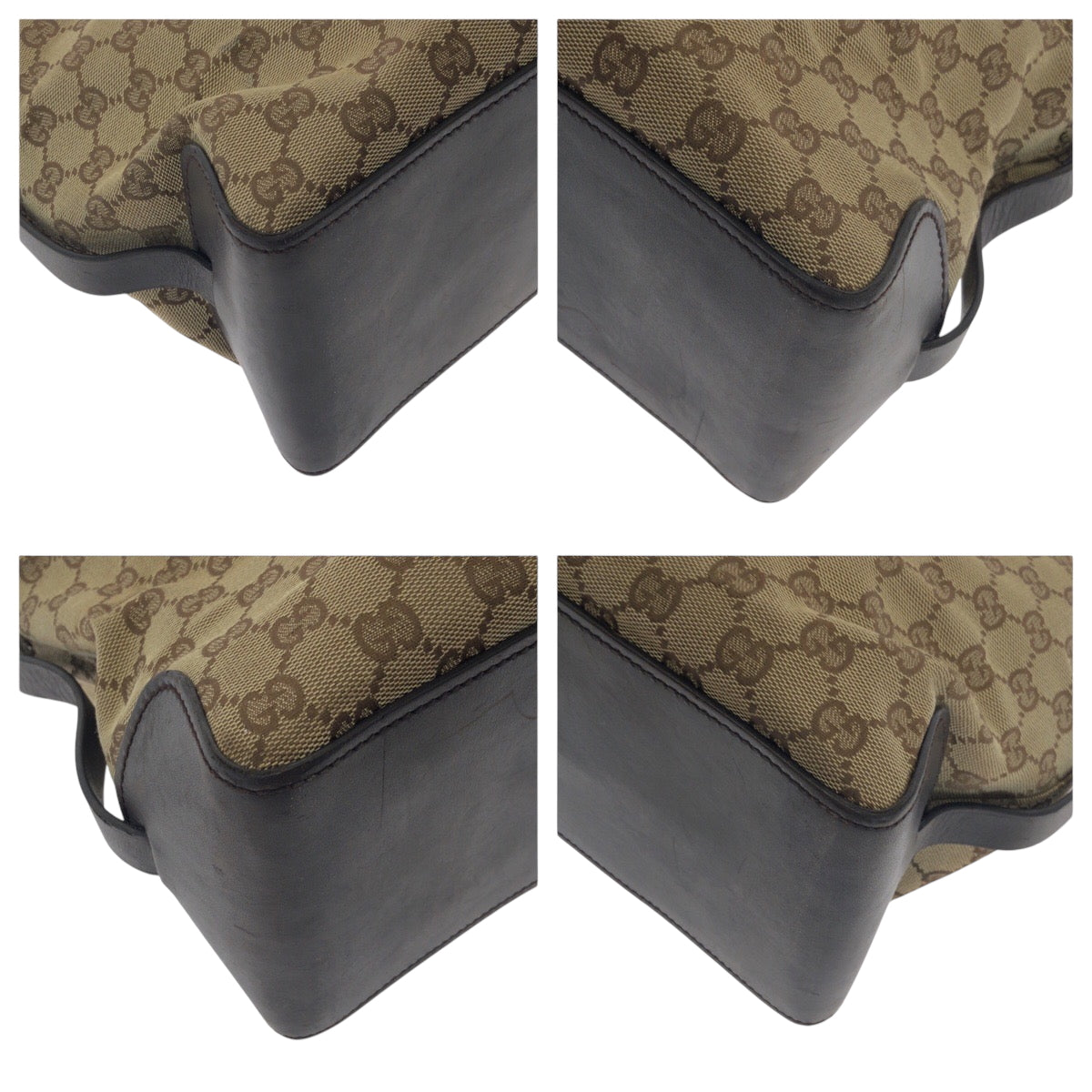 GUCCI Handbag 106258 GG canvas Brown Gold Metal Handbag Tote Bag Women Used Authentic