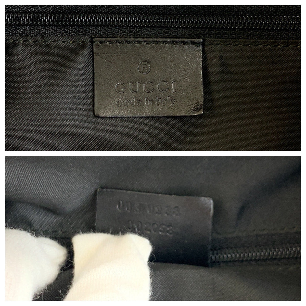 GUCCI Backpack 003 0238 Nylon Black SilverMetal Backpack Backpack GG pattern Women Used Authentic