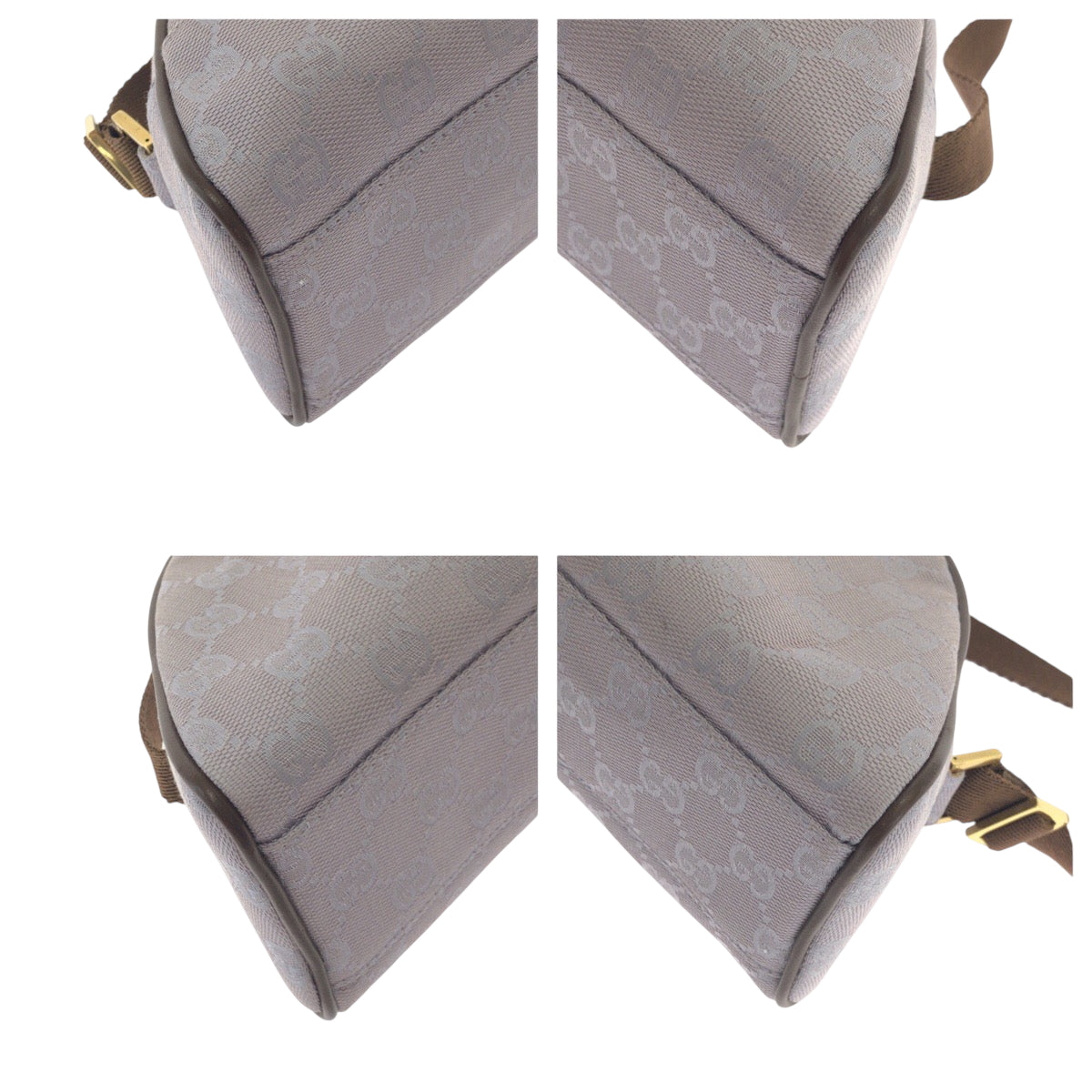 GUCCI Handbag 90781 GG canvas Purple Brown Gold Metal Handbag Shoulder Bag Women Used Authentic