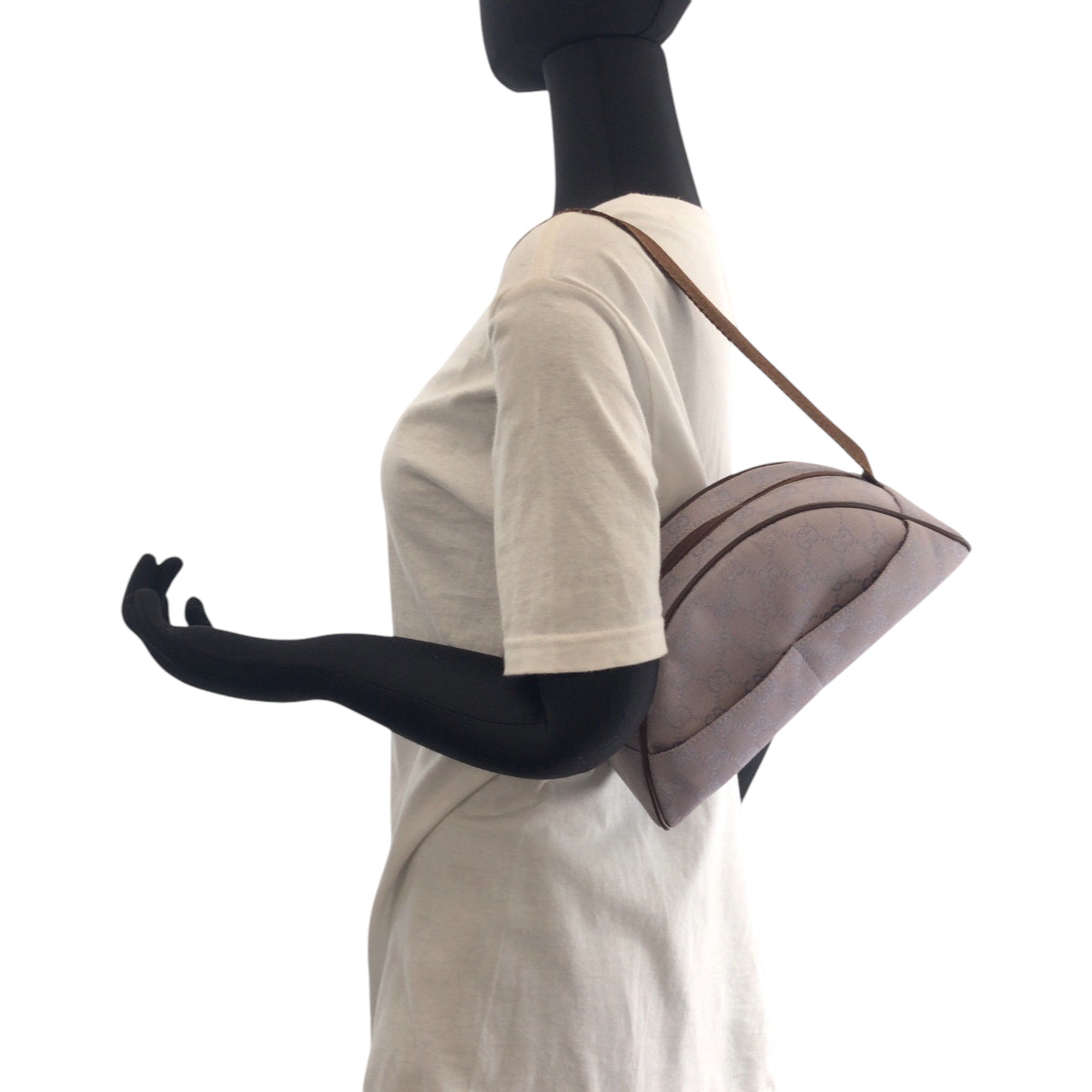 GUCCI Handbag 90781 GG canvas Purple Brown Gold Metal Handbag Shoulder Bag Women Used Authentic
